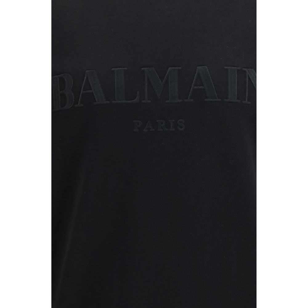 Black Cotton Sweatshirt with Embroidered Logo