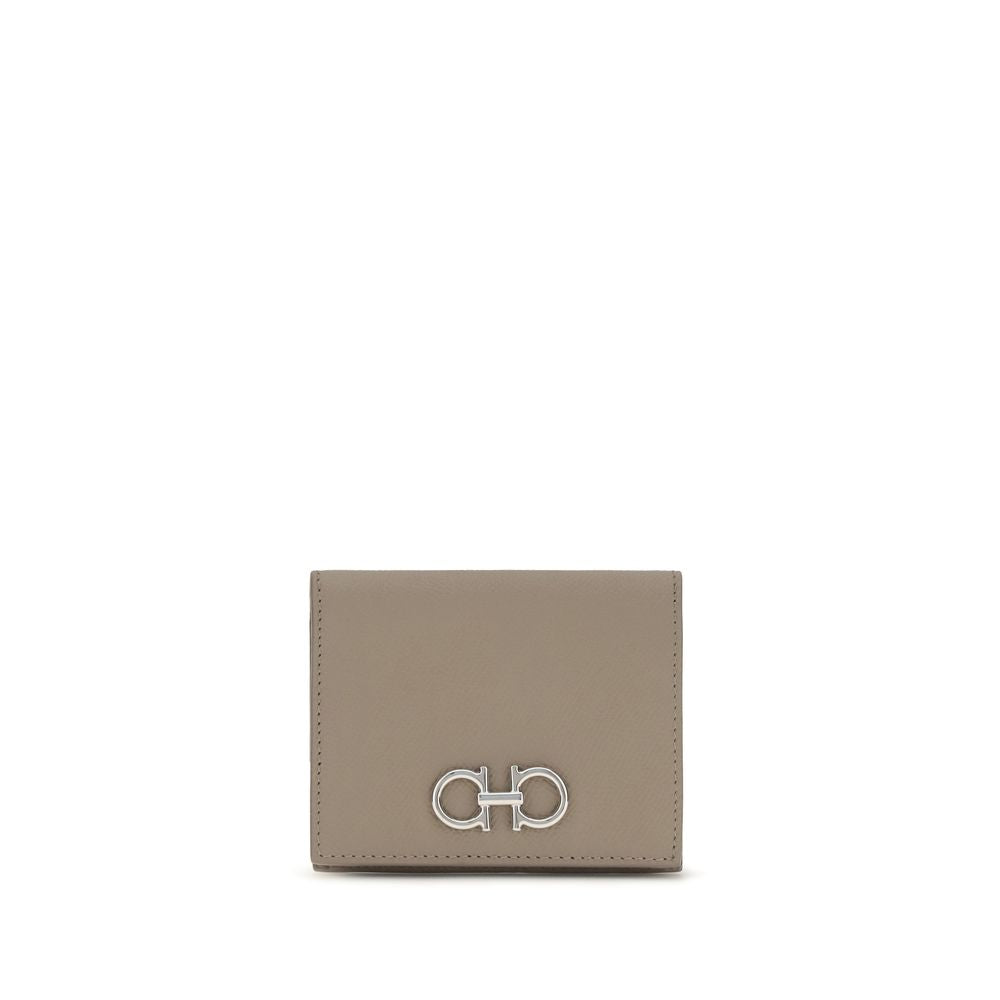 Beige Lederbrieftasche mit Gancini-Schnalle von Ferragamo