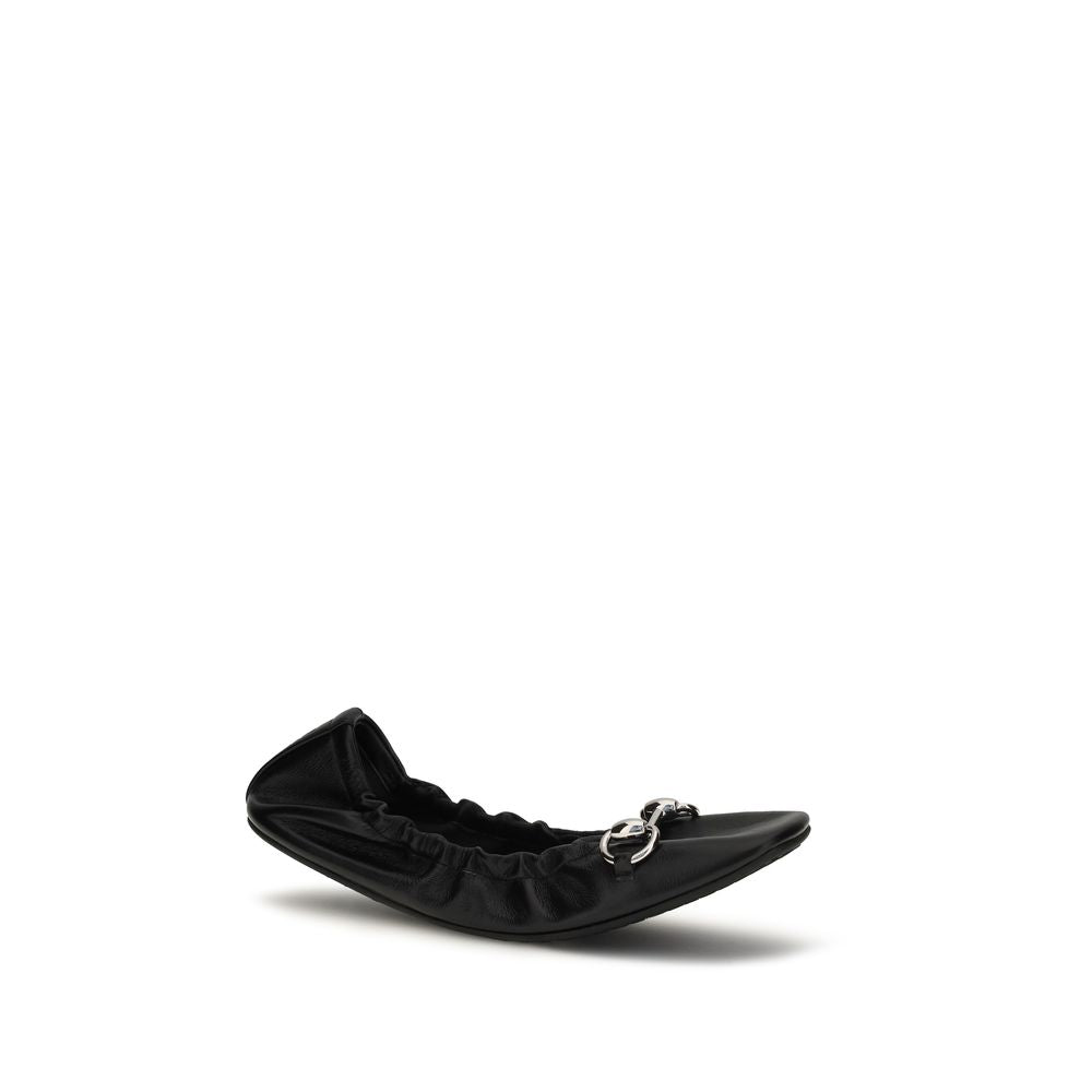 Schwarze Ballerinas aus Leder mit Horsebit-Detail