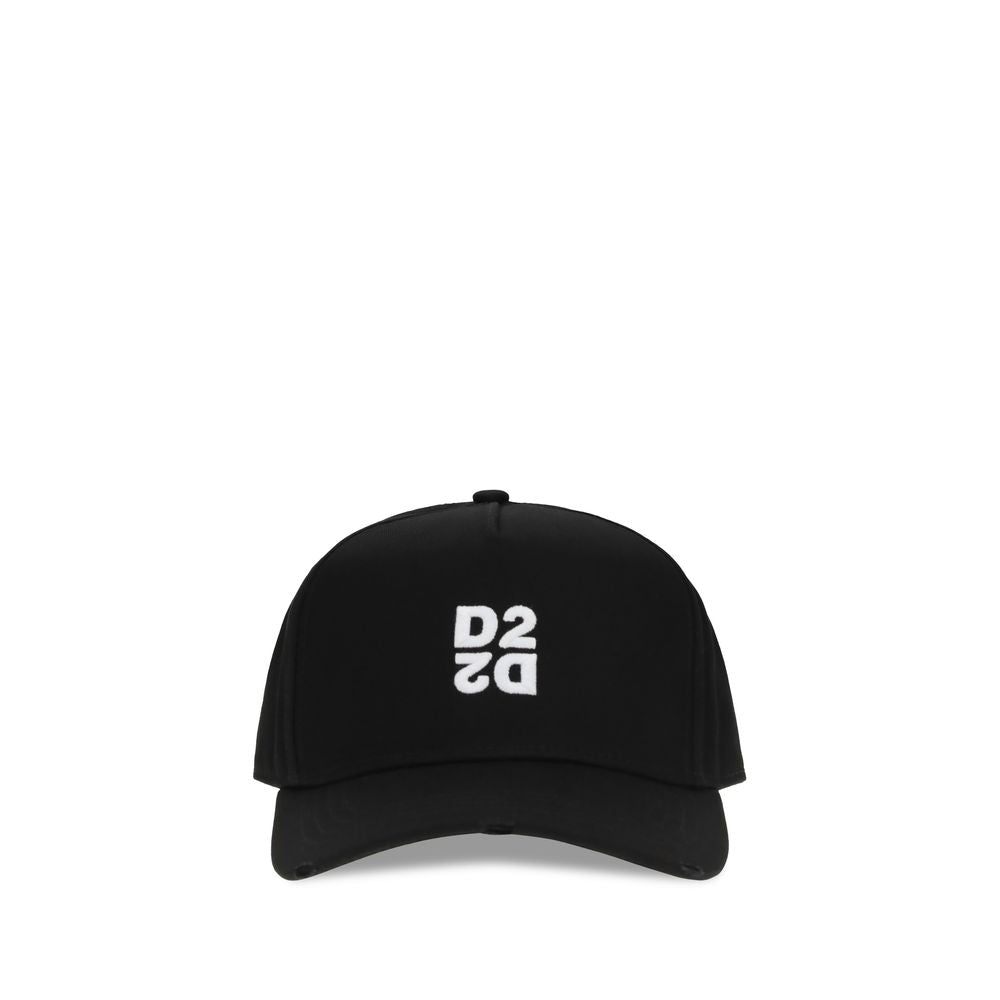 Black Cotton Baseball Cap with Embroidered Logo