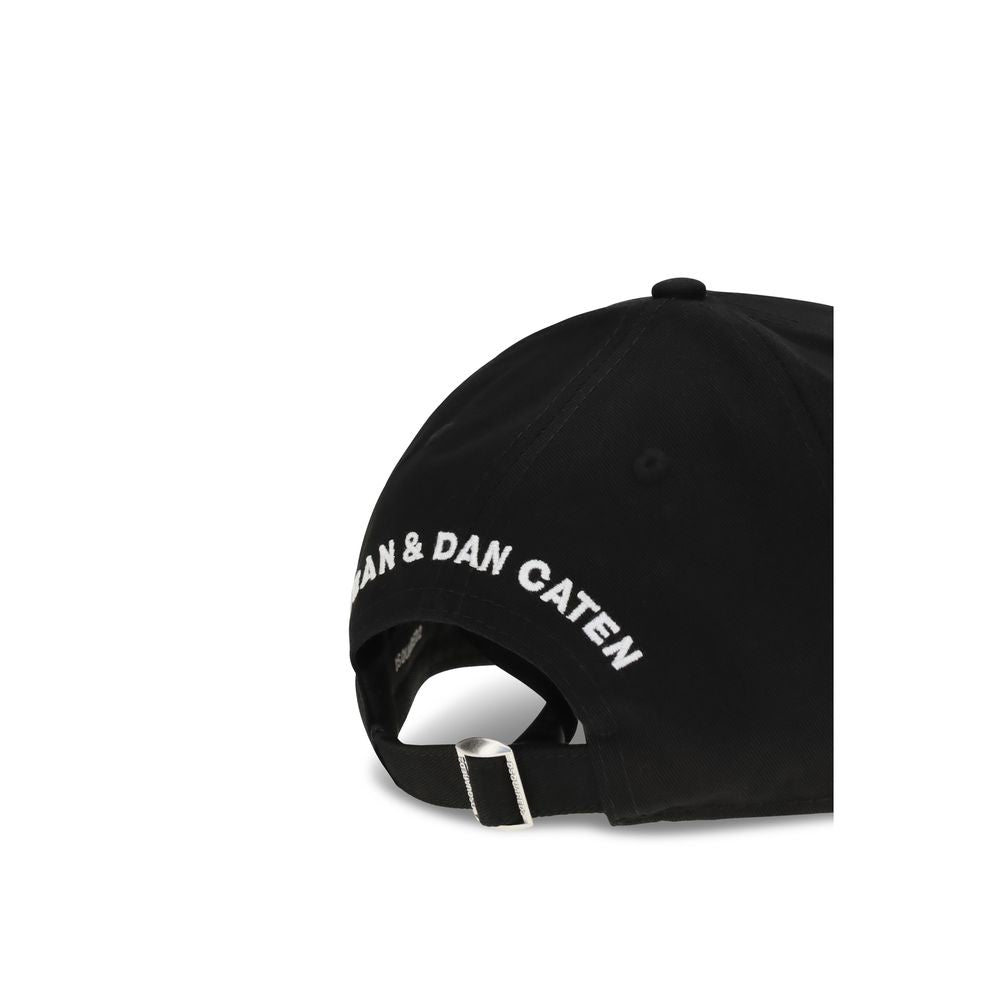 Black Cotton Baseball Cap with Embroidered Logo by Dsquared2