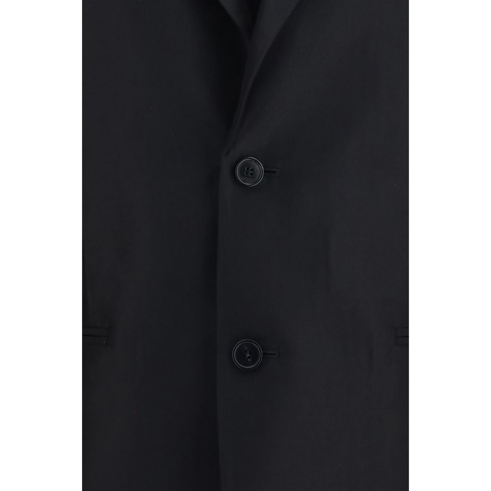 Black Silk Jacket with Oversized Fit