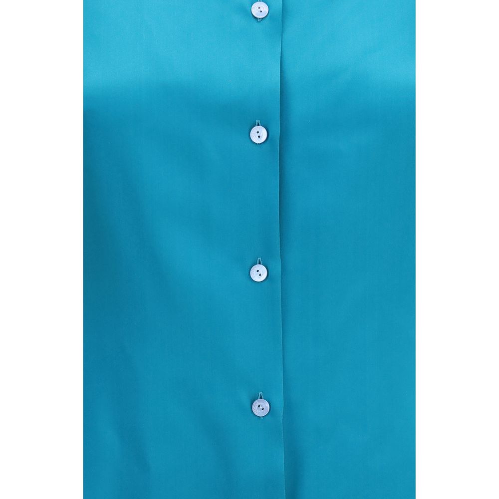 Blaues Hemd aus Seidensatin