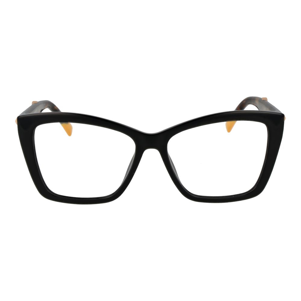 Schwarze synthetische Cat-Eye-Brille mit roten Gläsern