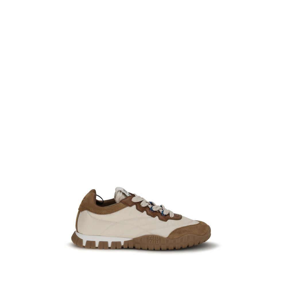 Beige Sneaker aus Leder und Synthetik