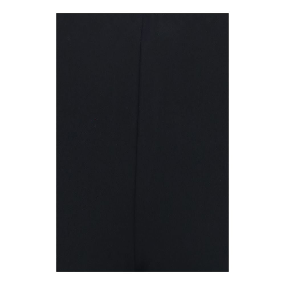 Black Synthetic Flared Pants with Hook Detail