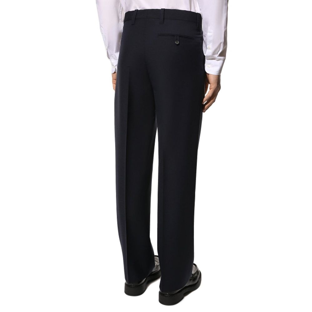Blue Wool Dress Pants with Belt Loops