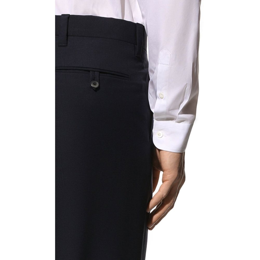 Blue Wool Dress Pants with Belt Loops