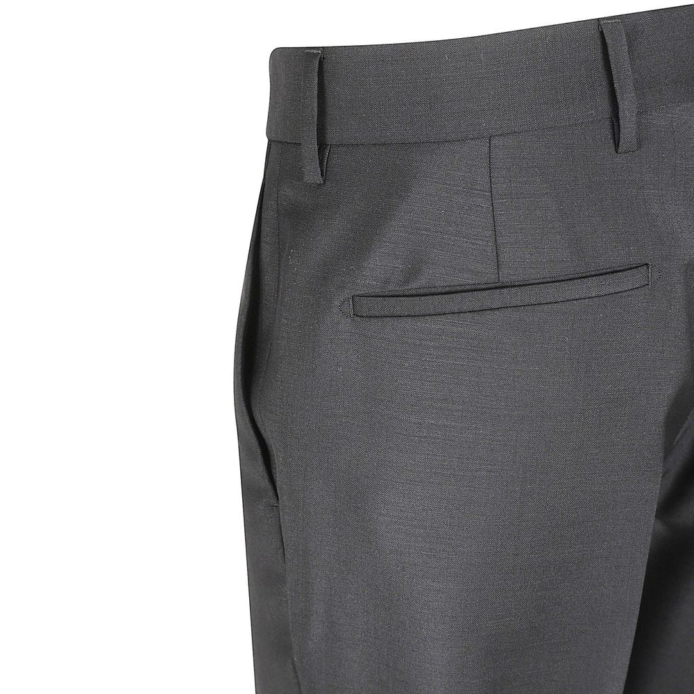 Gray Wool Dress Pants with Belt Loops
