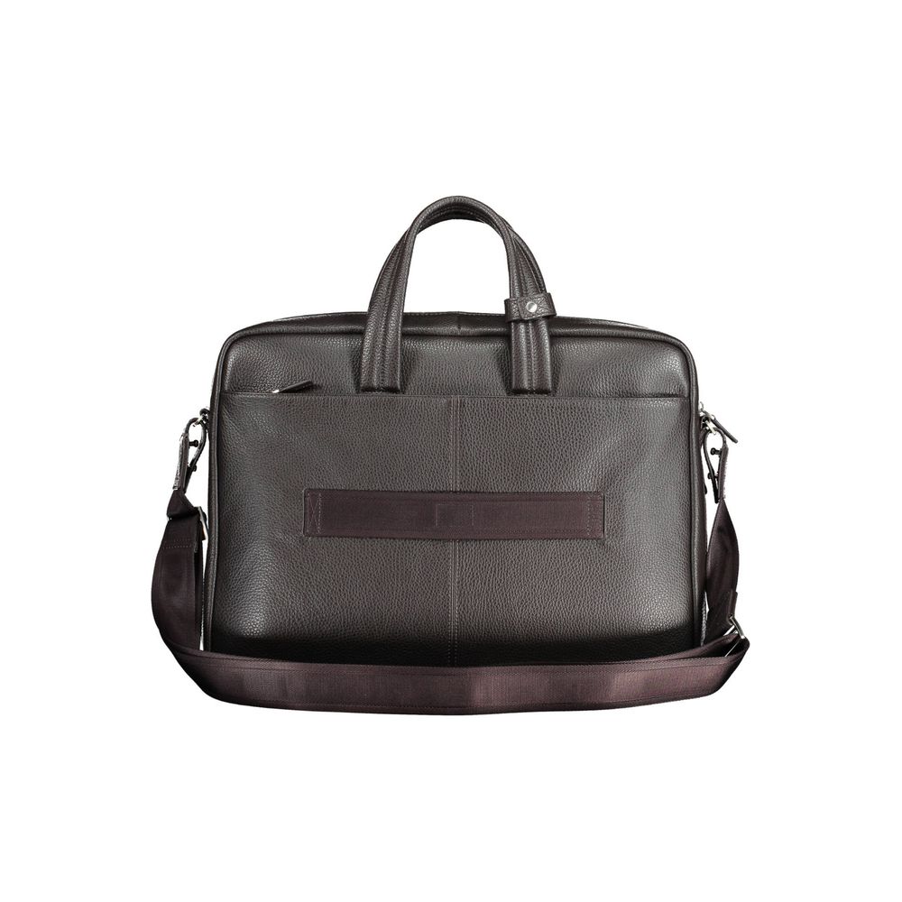 Brown Leather Briefcase with Adjustable Strap