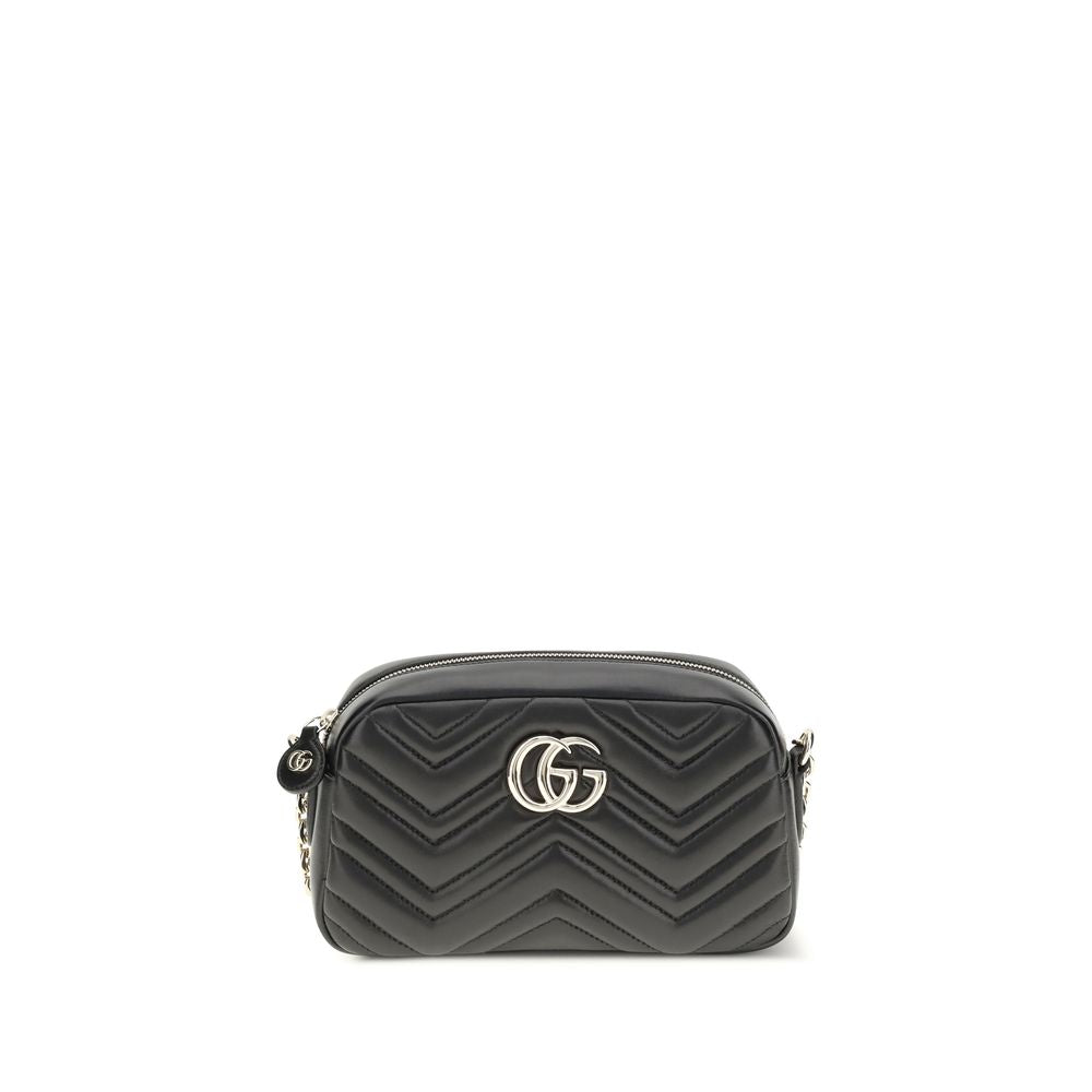Schwarze GG Marmont Schultertasche aus Leder