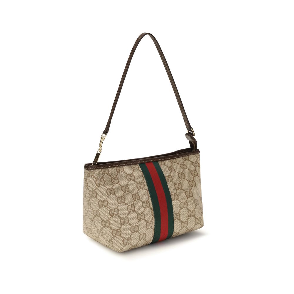 Beige Cotton Gucci Handbag with Leather Strap