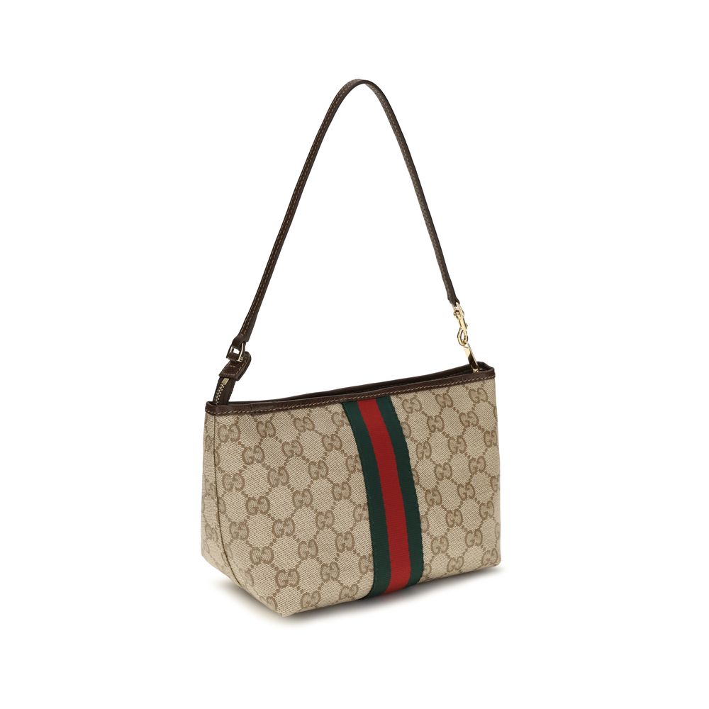 Beige Cotton Gucci Handbag with Leather Strap