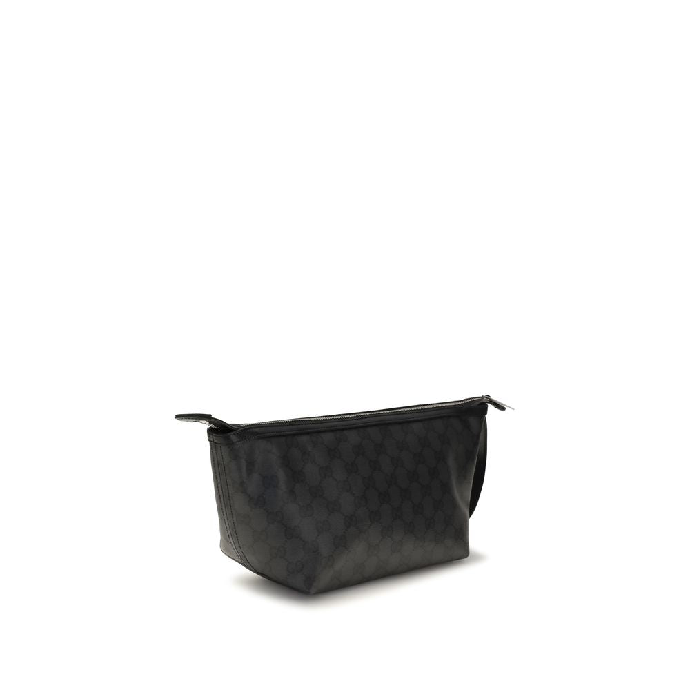 Clutch aus schwarzer Baumwolle und Leder von Gucci