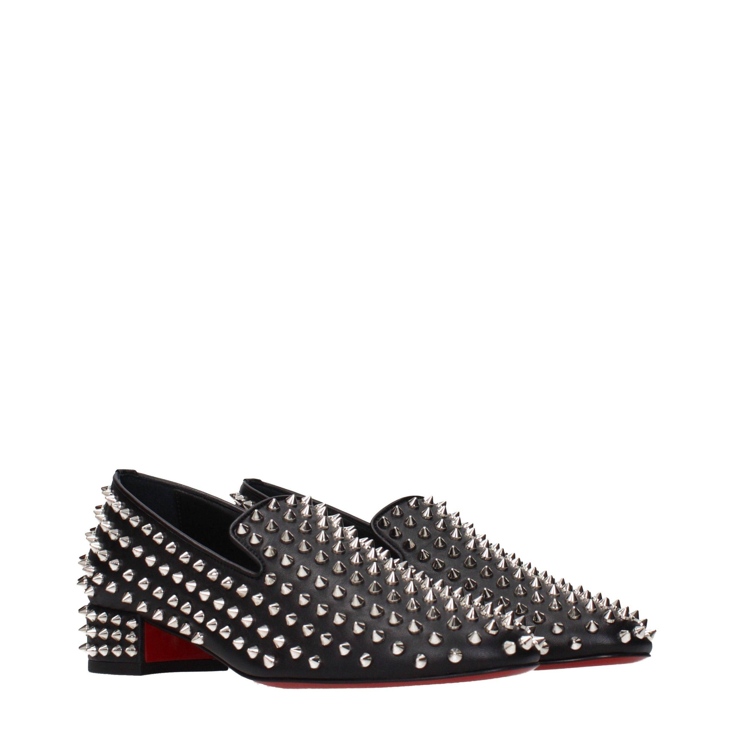 Schwarze Lederloafers mit Nieten von Louboutin