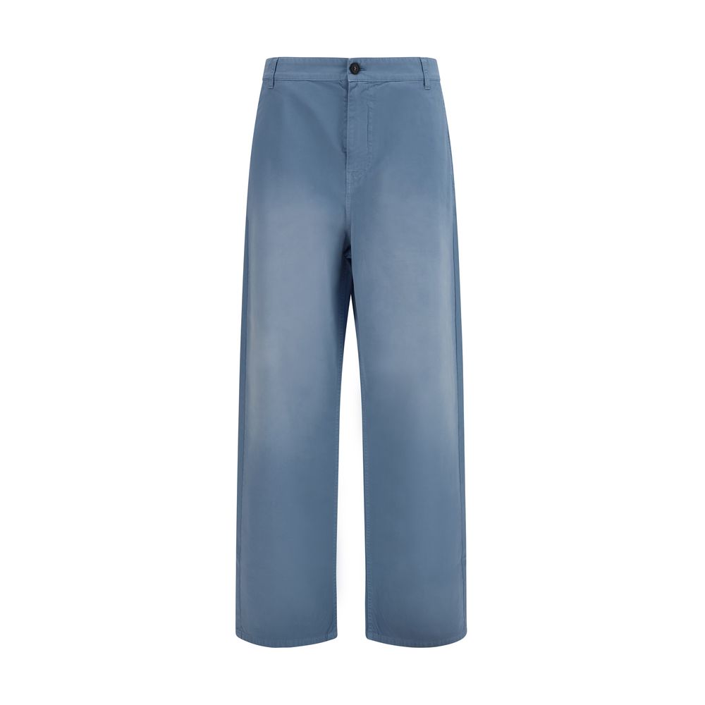 Blaue weite Freizeithose aus Baumwolle
