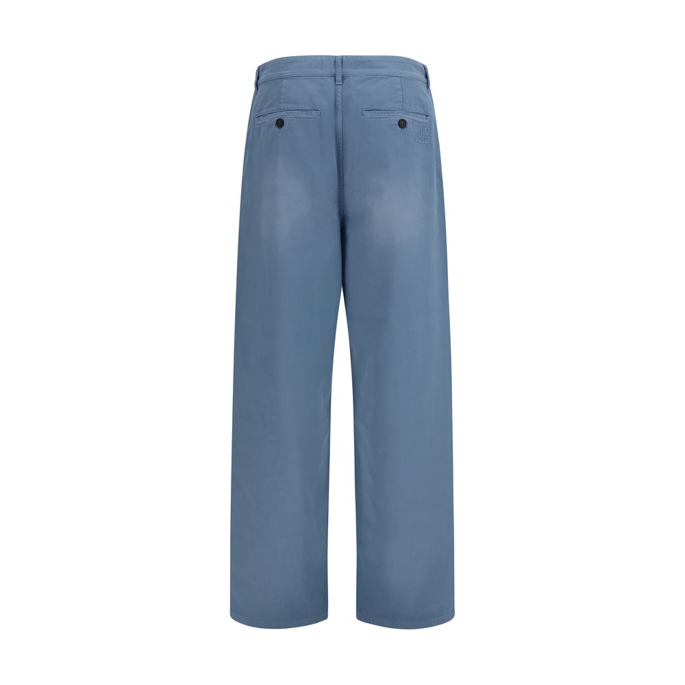 Blaue weite Freizeithose aus Baumwolle