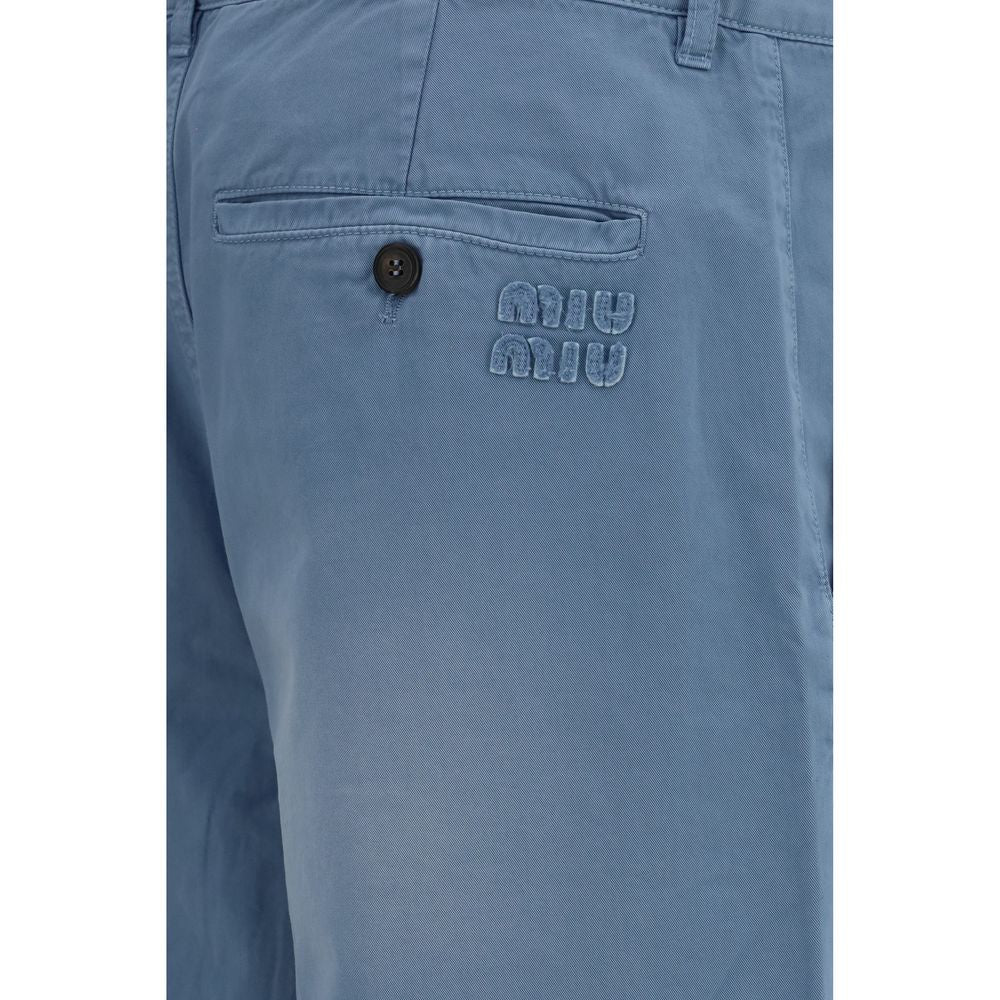 Blaue weite Freizeithose aus Baumwolle