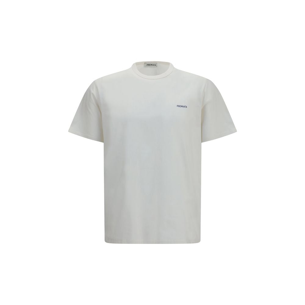 White Cotton T-Shirt with Embroidered Logo