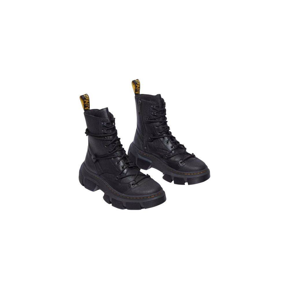Schwarze Leder-Schnürstiefel mit klobiger Sohle