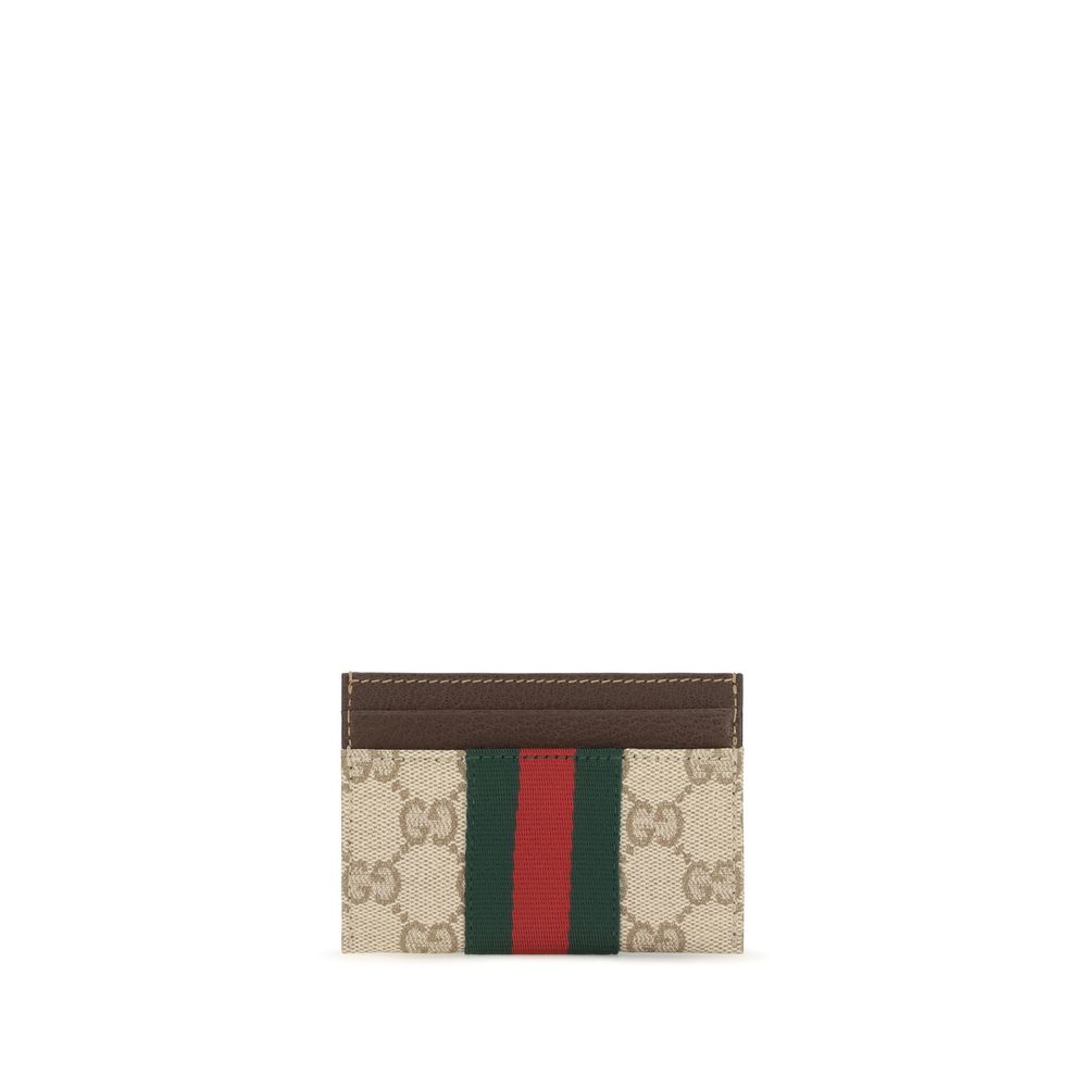 Beige Cotton Card Holder with Web Stripe