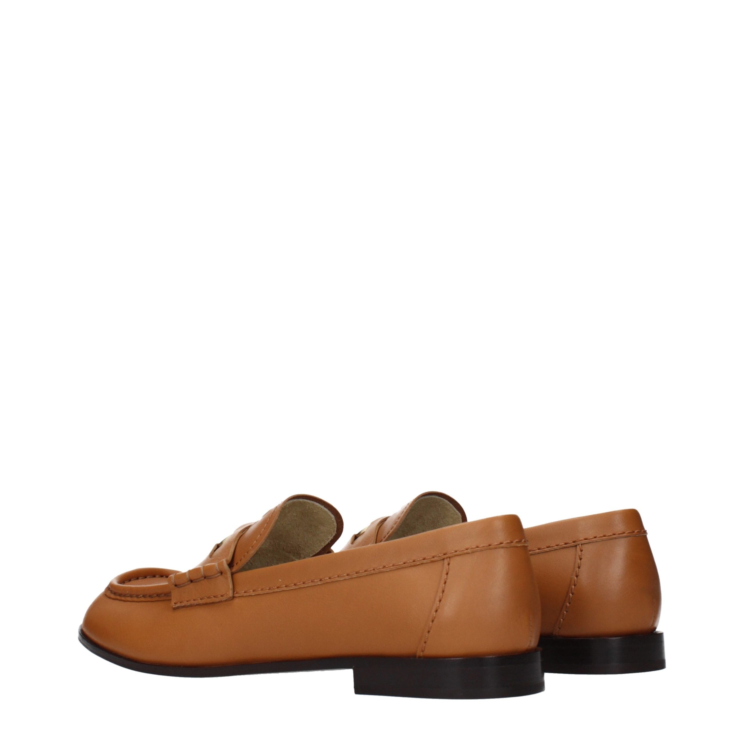 Braune Leder-Slipper mit Logo-Detail auf der Vorderseite