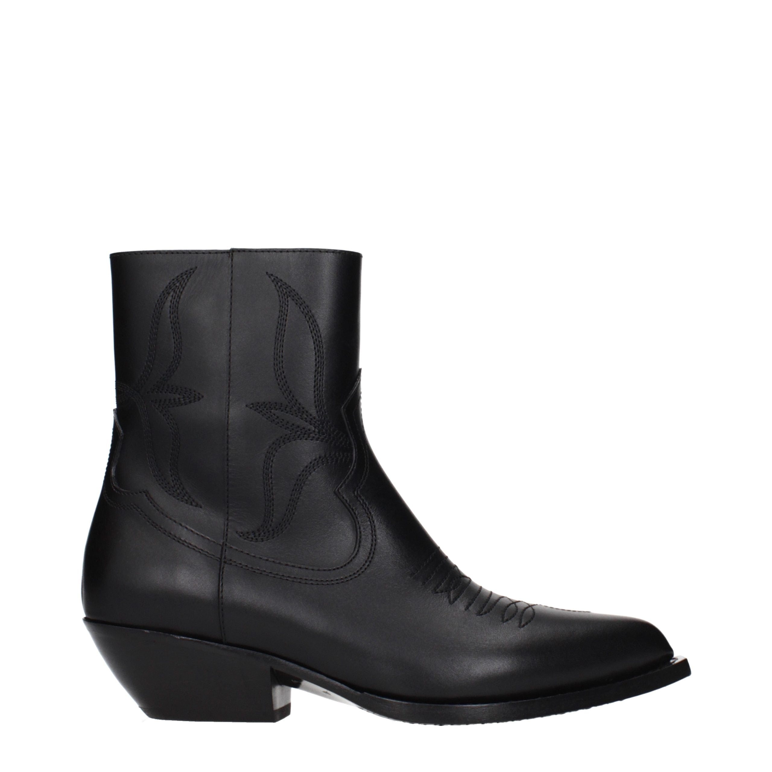 Schwarze Leder-Stiefeletten von Celine mit Verzierung