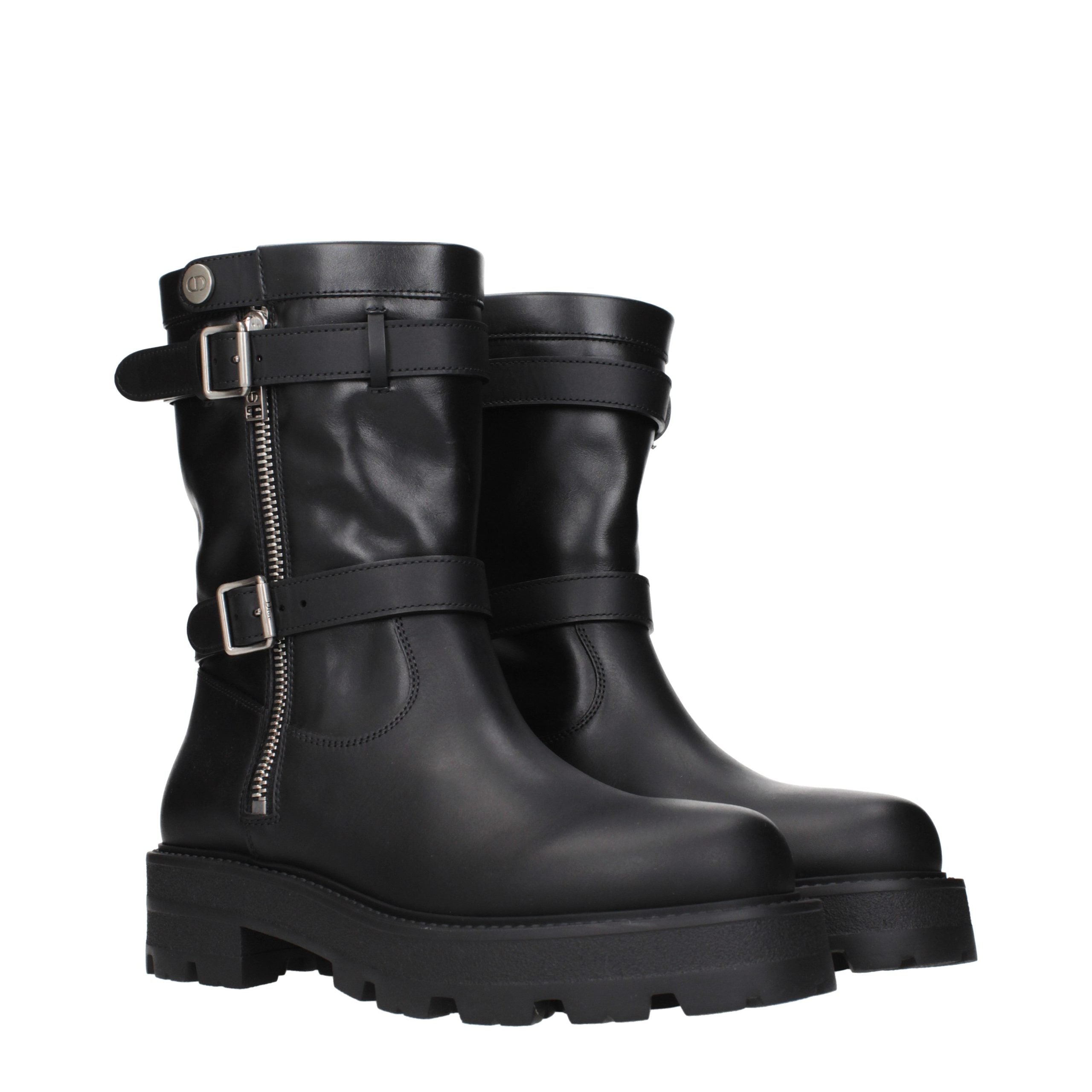 Schwarze Lederstiefeletten von Christian Dior