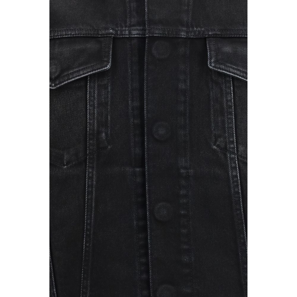 Blue Cotton Denim Jacket with Leather Tag