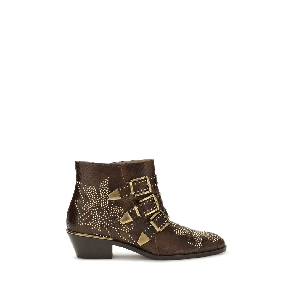 Brown Leather Calf Ankle Boots