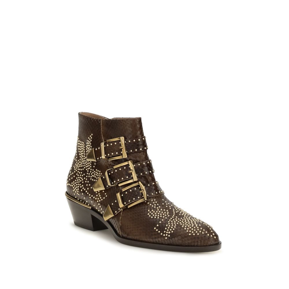 Brown Leather Calf Ankle Boots