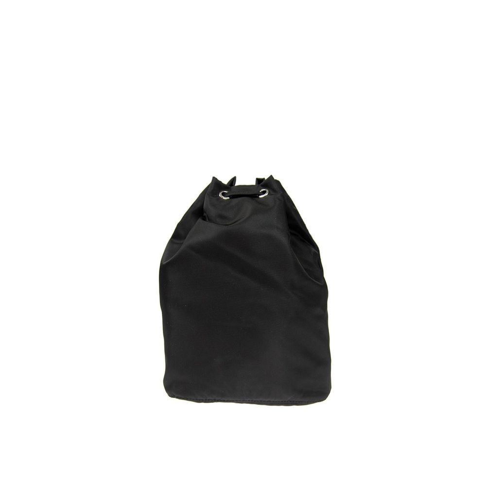 Schwarze Kunstlederhandtasche mit Lederdetail und Logo