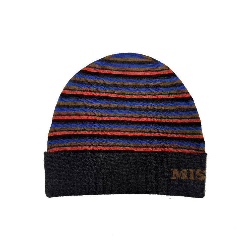 Gray Wool Beanie with Front Logo Detail