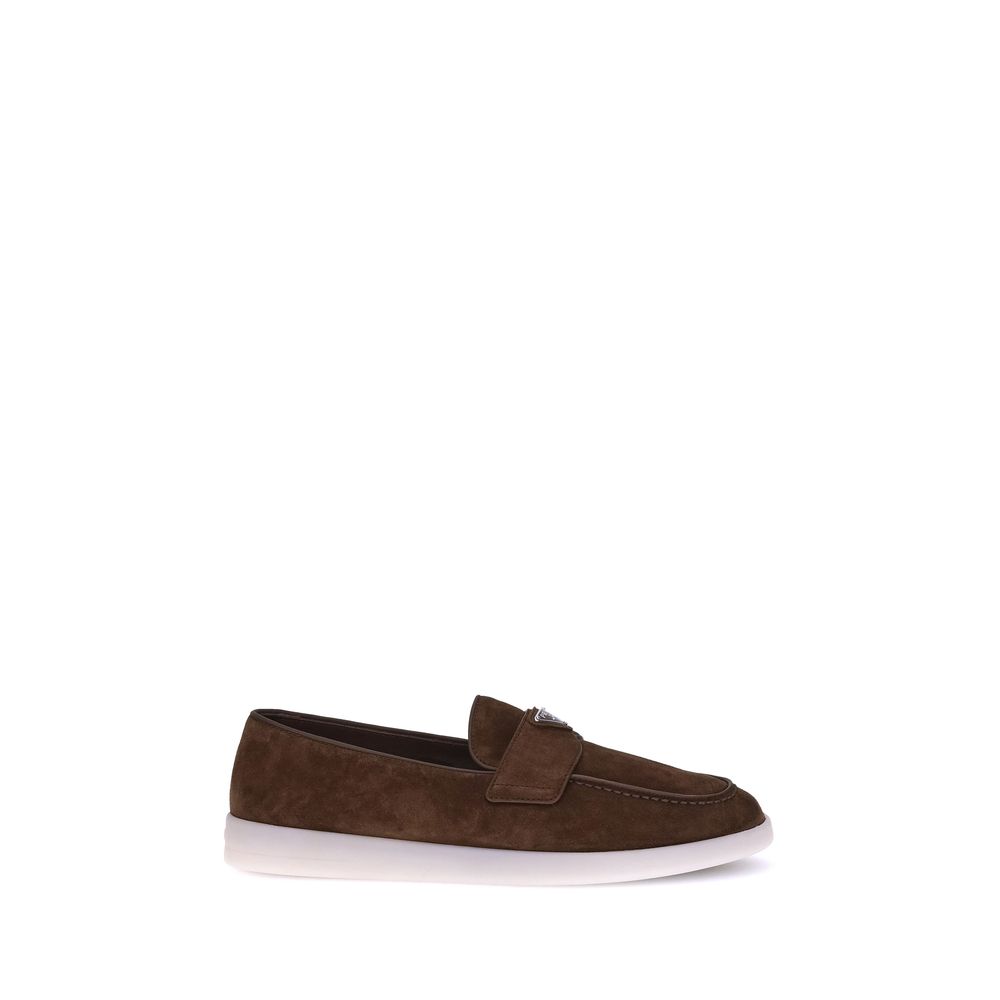 Brown Leather Slip-On Loafers with Almond Toe