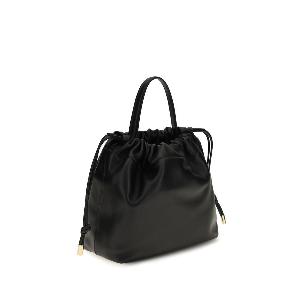 Black Leather Lambskin Chain Shoulder Bag
