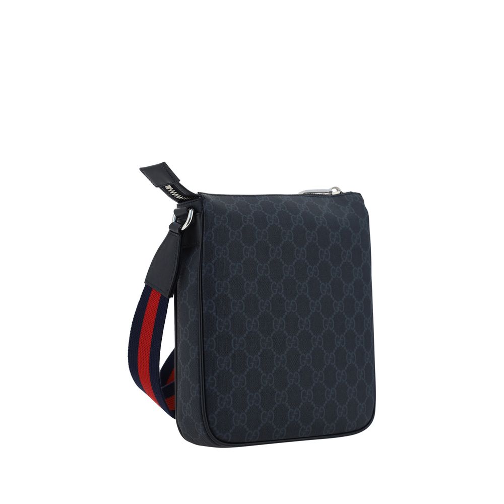 Black Synthetic Shoulder Bag with GG Supreme Print