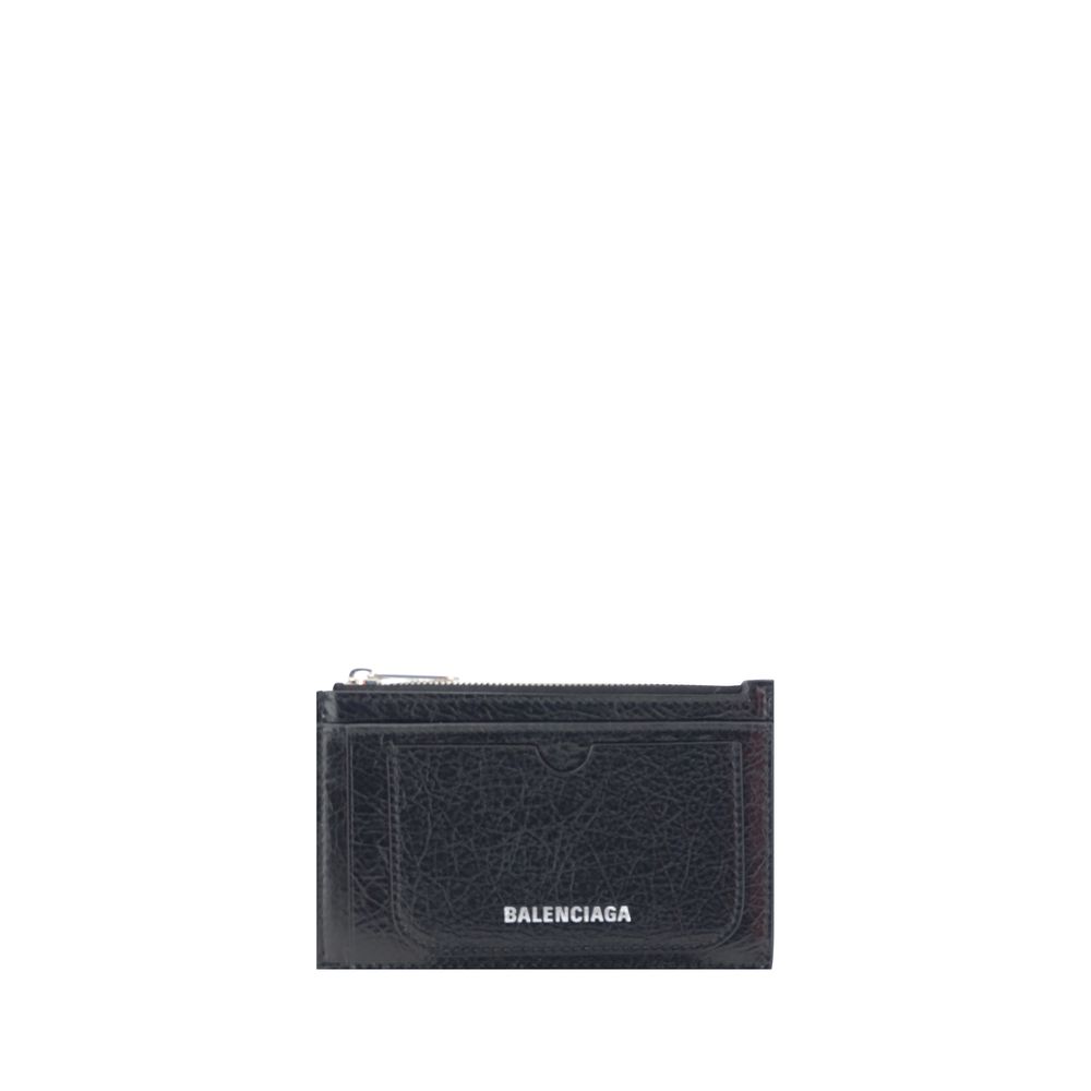 Schwarze Ledergeldbörse mit Kartenhalter von Balenciaga