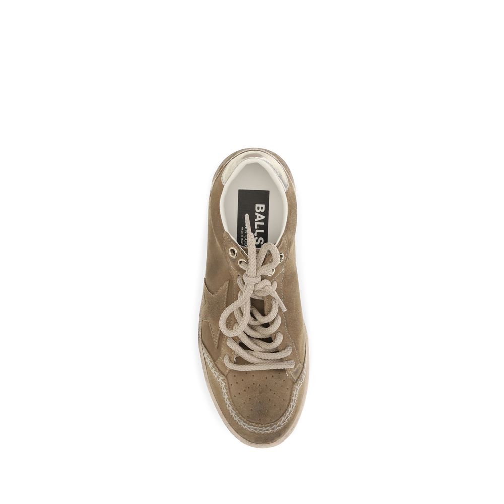 Beigefarbene sportliche Sneaker aus Rindsleder