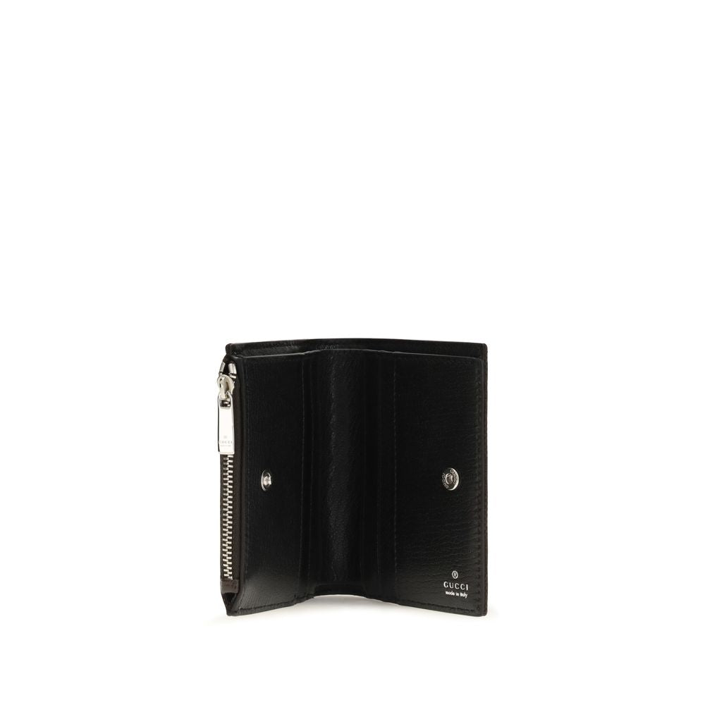 Black Gucci Wallet with Leather Trim and Plaque