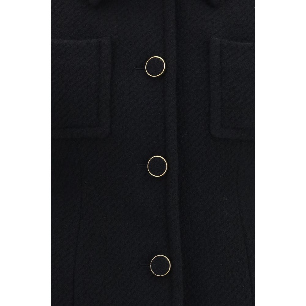 Black Wool Blazer with Fabric Buttons by Chloé
