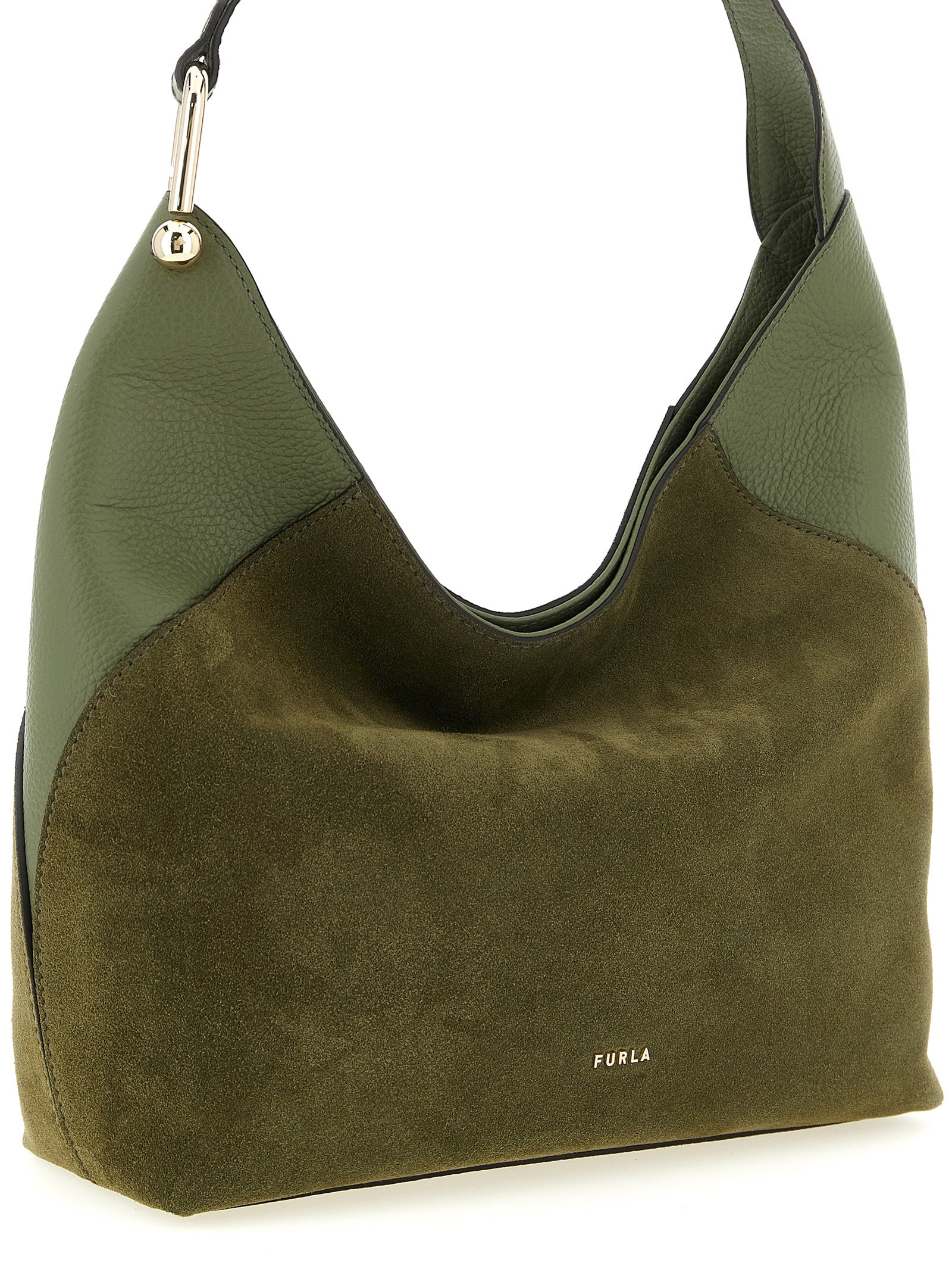 Furla Green Lara Medium Shoulder Bag Calf Leather