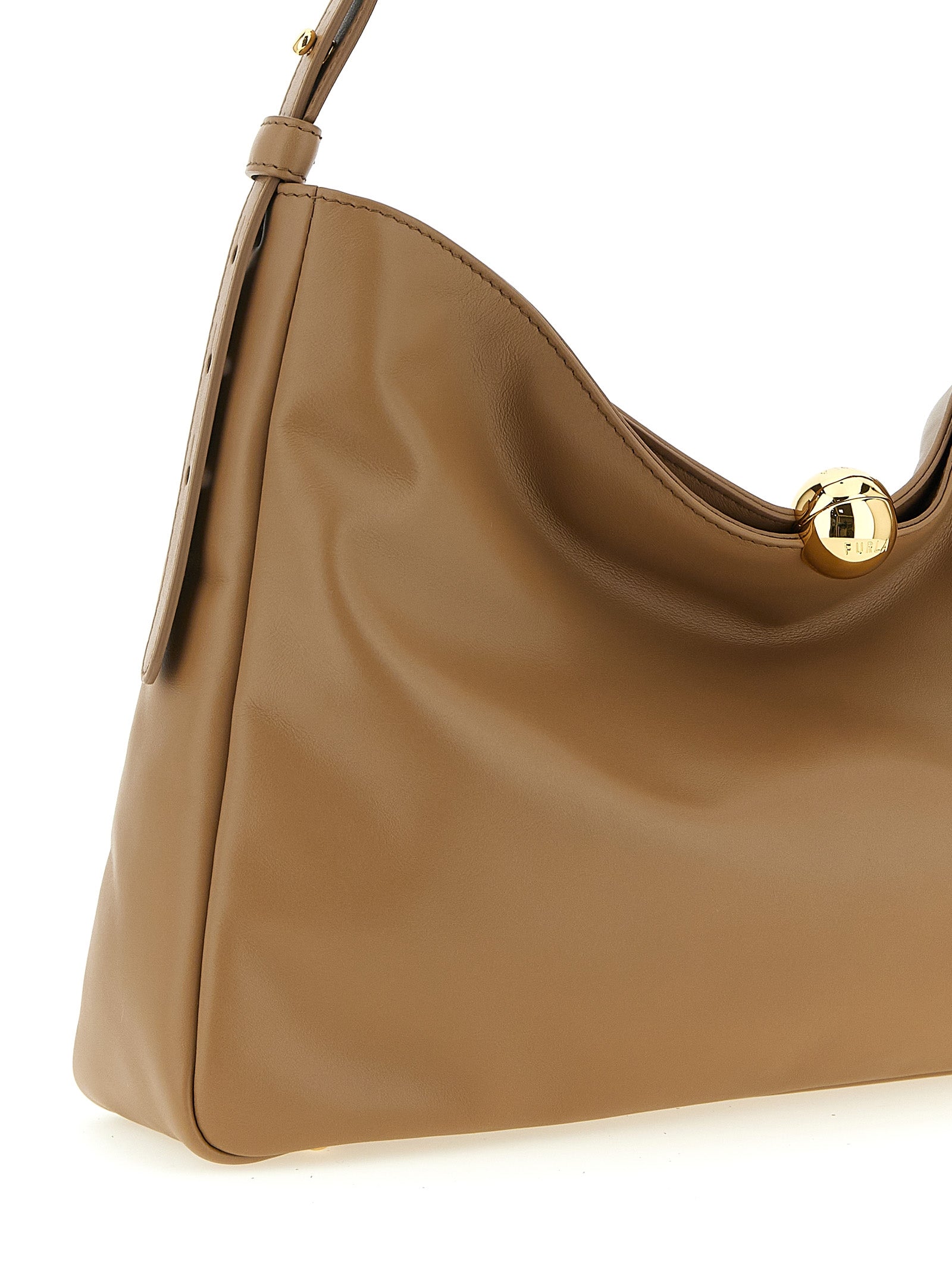 Furla Beige Sfera Soft Shoulder Bag Calf Leather