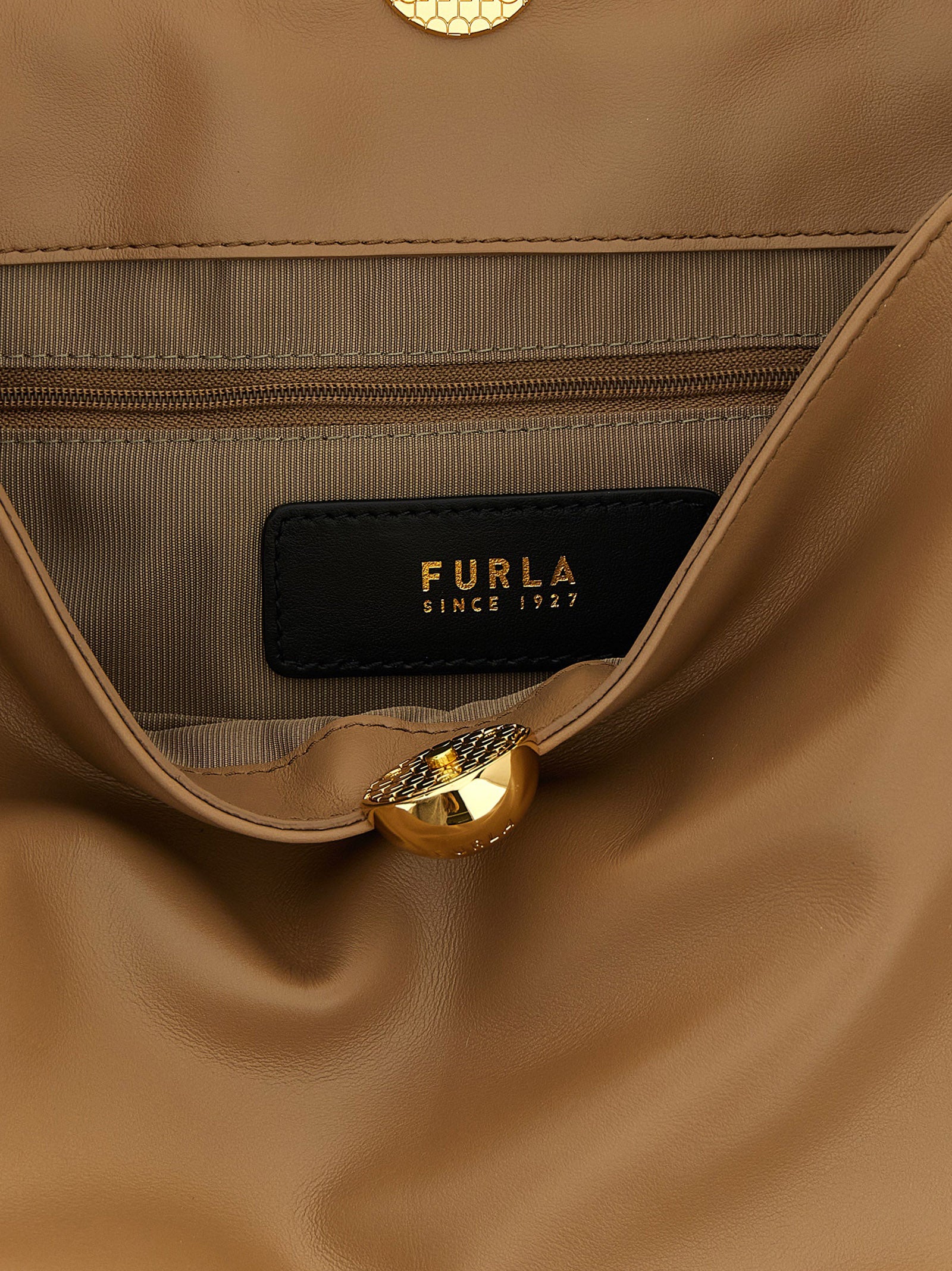 Furla Beige Sfera Soft Shoulder Bag Calf Leather