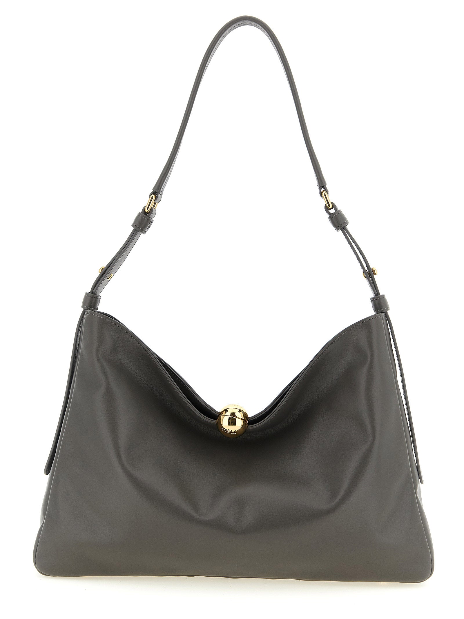 Furla Gray Sfera Soft Shoulder Bag Leather