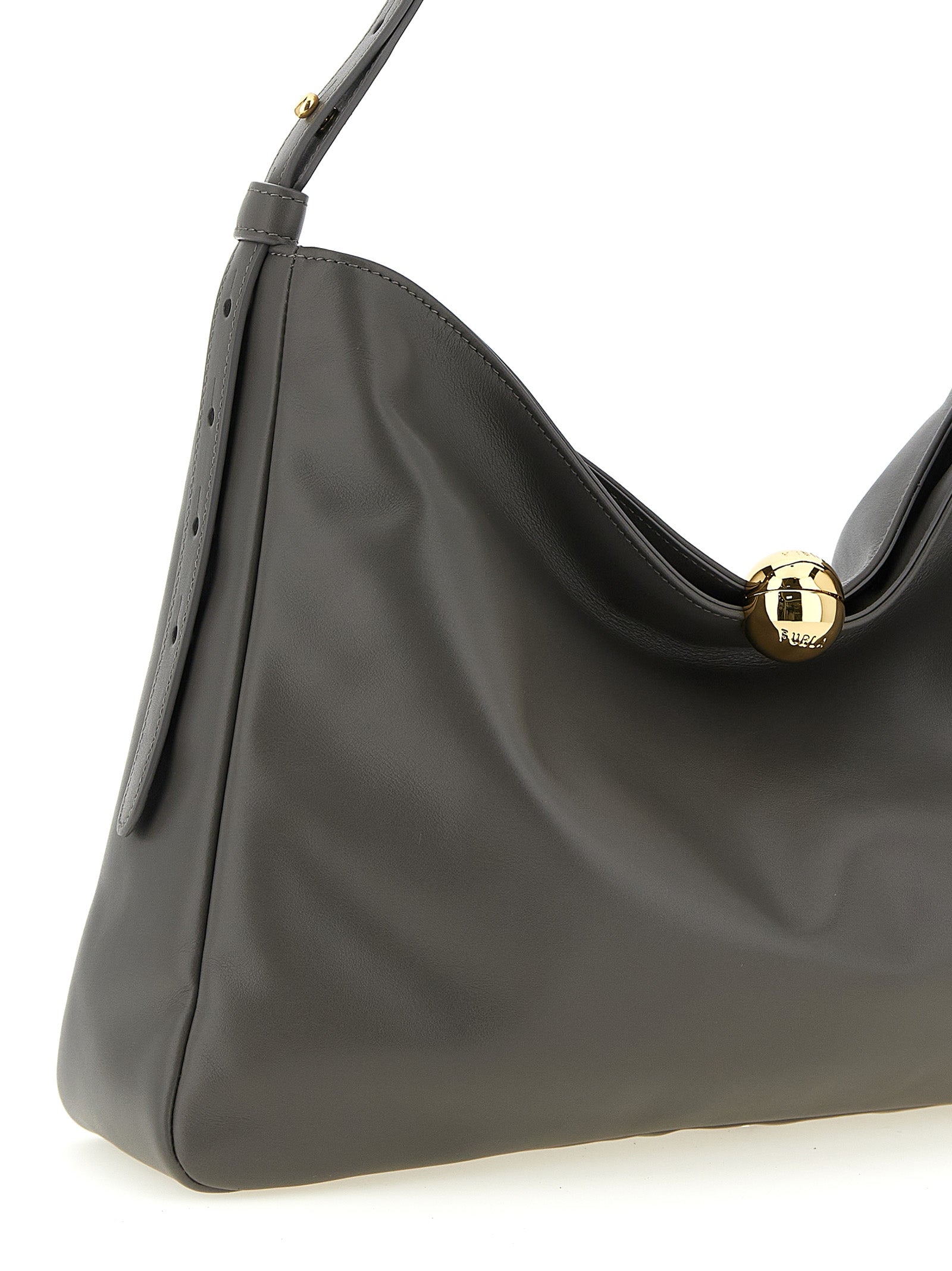 Furla Gray Sfera Soft Shoulder Bag Leather