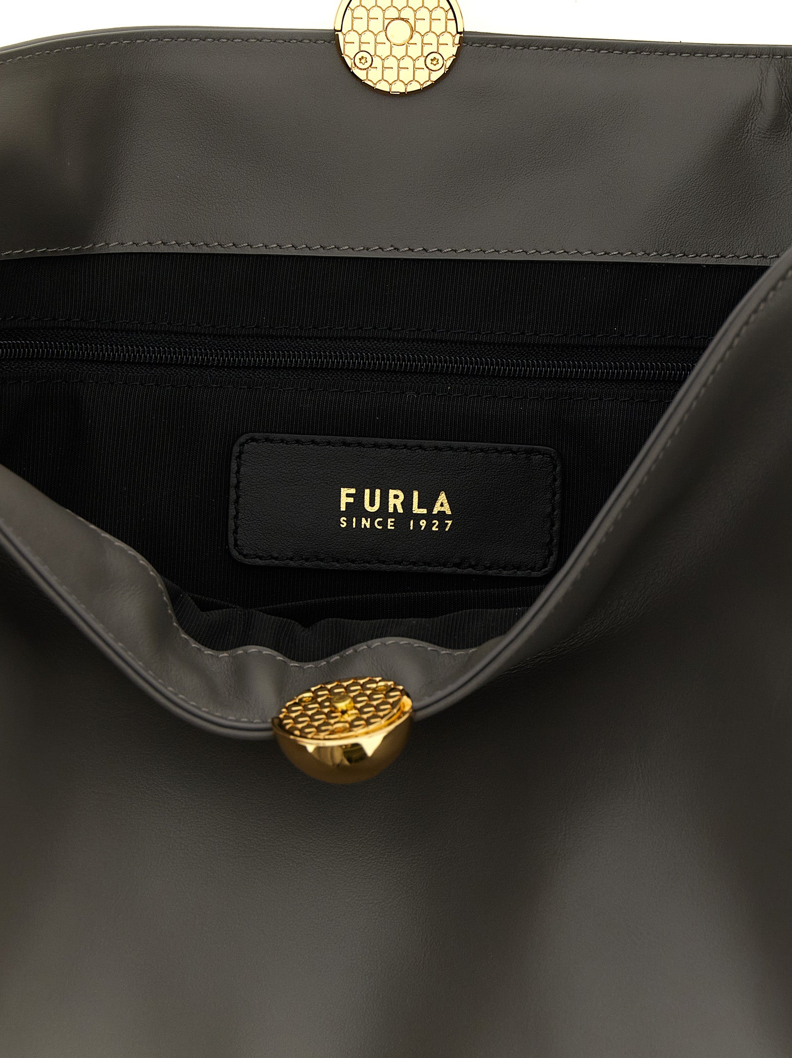 Furla Gray Sfera Soft Shoulder Bag Leather