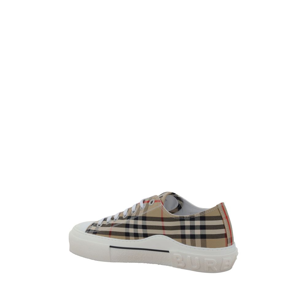 Brown Cotton Low Top Sneakers with Nova Check Print