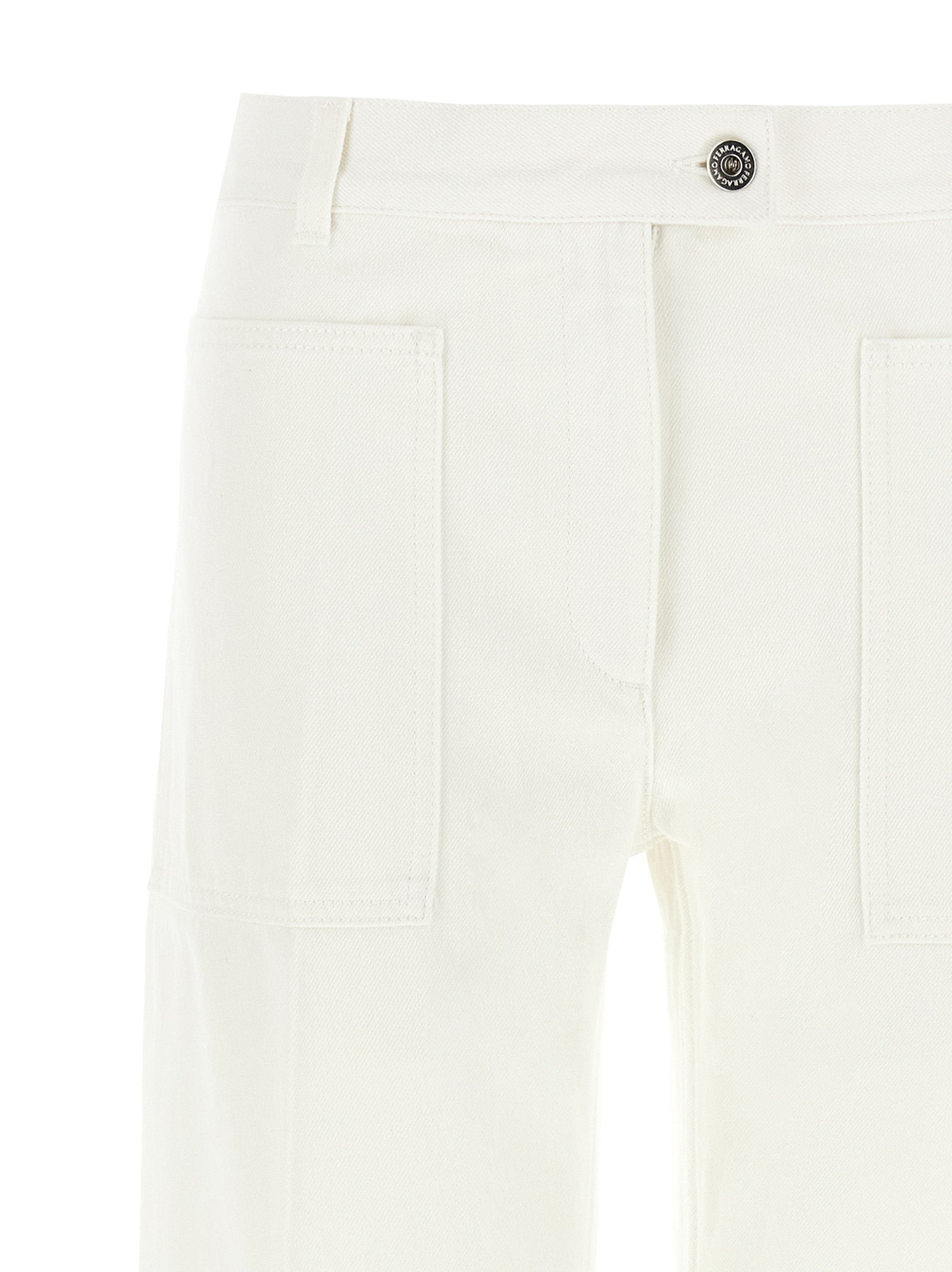 White Cotton Straight-Leg Jeans