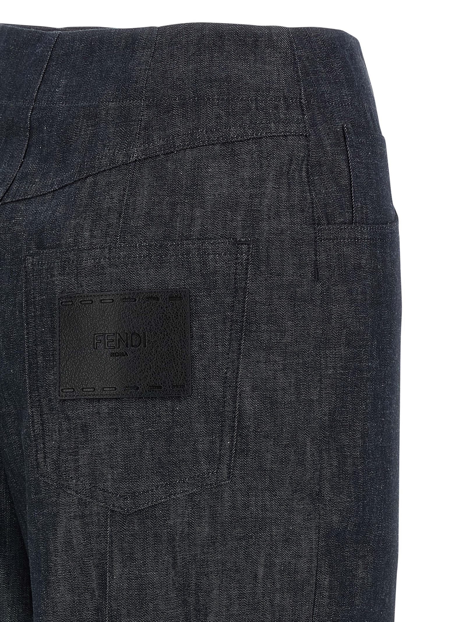 Blue Cotton High-Waisted Jean