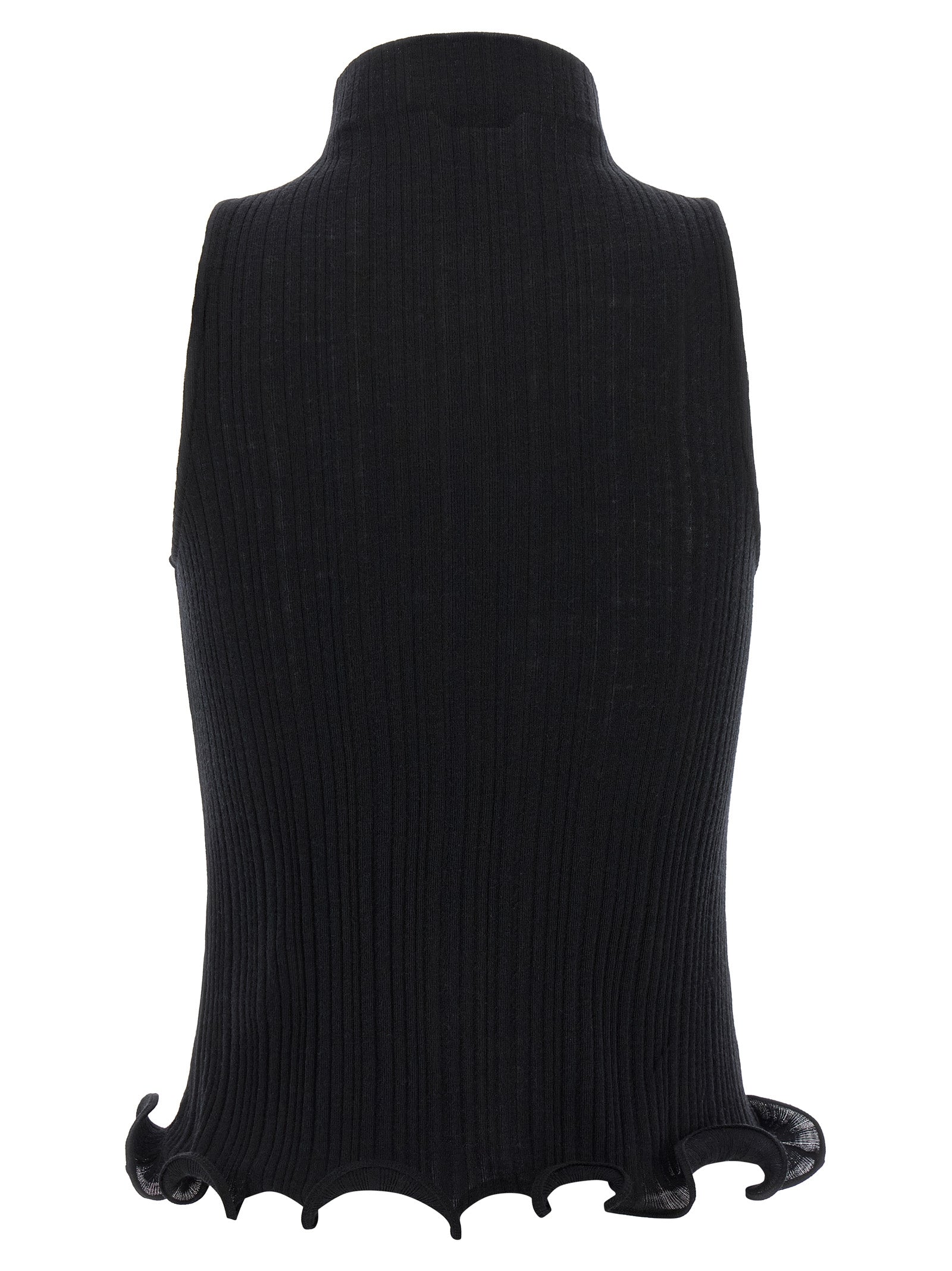 Black Polyester Sleeveles T-Shirt